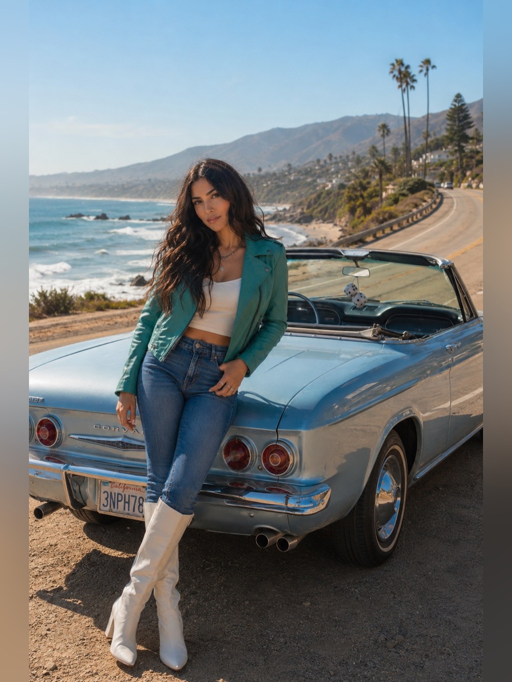 Superdry Teal Leather Moto Jacket